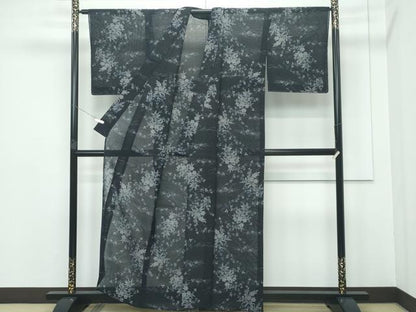平和屋着物＊極上 夏物 小千谷紬 紗 草花文 逸品 未使用 CZAA3408s5