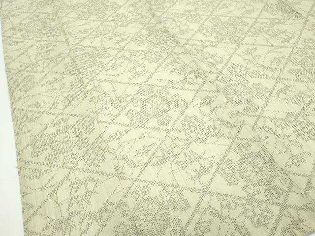 平和屋着物▽極上 本場結城紬 重要無形文化財 単衣 80亀甲 草花菱文 枯色地 逸品 CZAA3409s5