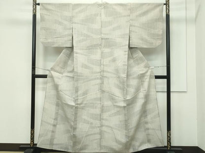 平和屋着物＊極上 夏物 結城紬 夏結城 100亀甲 横段文 亜麻色地 逸品 CZAA3410s5