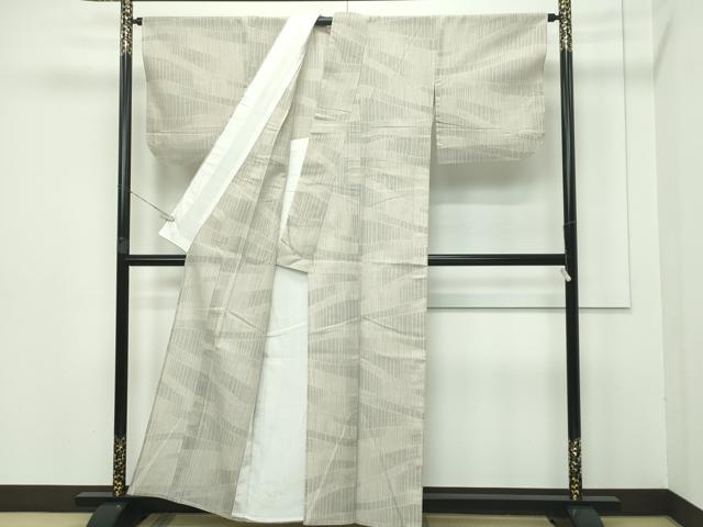 平和屋着物＊極上 夏物 結城紬 夏結城 100亀甲 横段文 亜麻色地 逸品 CZAA3410s5