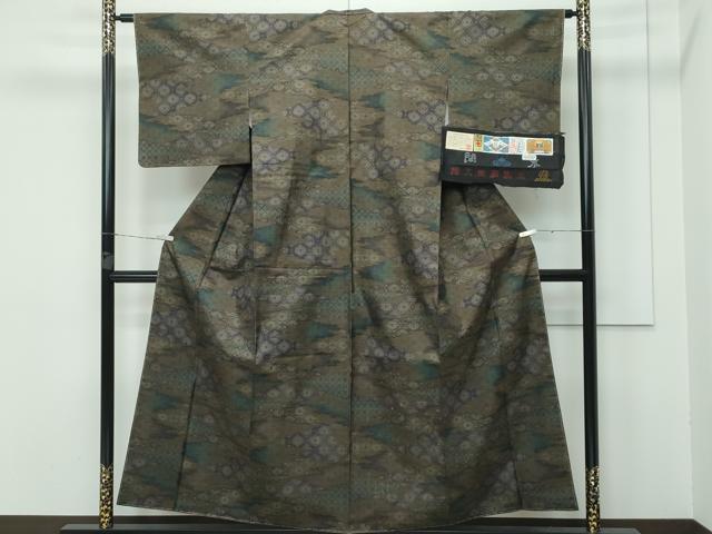 平和屋着物■極上　本場大島紬　泥染め　9マルキ　草花霞文　水間輝利作　健勝苑扱い　証紙付き　逸品　未使用　CZAA3419s5