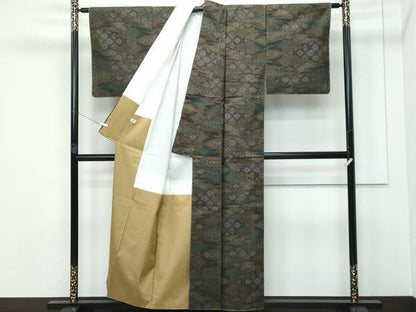 平和屋着物■極上　本場大島紬　泥染め　9マルキ　草花霞文　水間輝利作　健勝苑扱い　証紙付き　逸品　未使用　CZAA3419s5