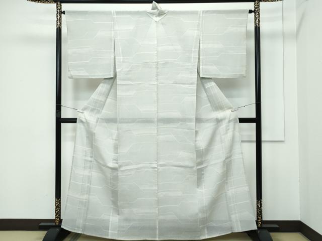 平和屋着物＊極上 夏物 本場大島紬 夏大島 白大島 幾何学文様 逸品 CZAA3422s5