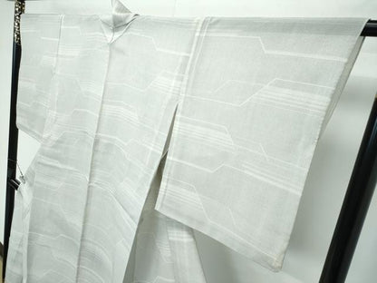 平和屋着物＊極上 夏物 本場大島紬 夏大島 白大島 幾何学文様 逸品 CZAA3422s5
