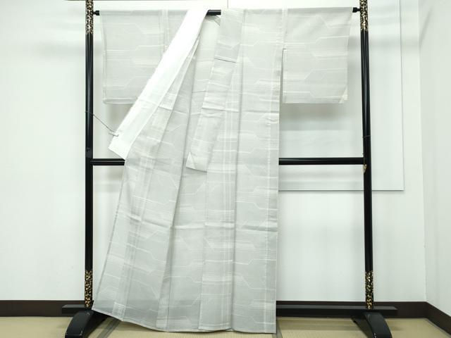 平和屋着物＊極上 夏物 本場大島紬 夏大島 白大島 幾何学文様 逸品 CZAA3422s5