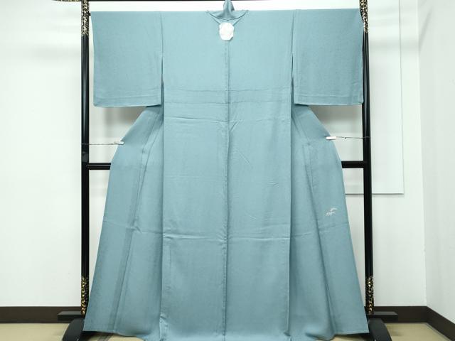 平和屋着物■極上 名門・上野家 上野街子 清染居 色無地 千草色 単衣 京・紫野 寿光織 箔散らし地紋 反端付き 逸品 未使用 CZAA3440s5