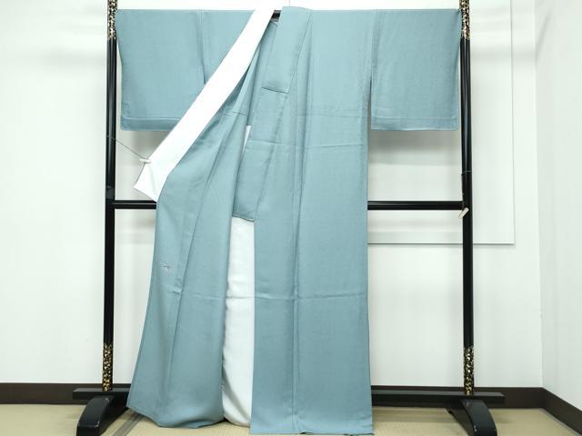 平和屋着物■極上 名門・上野家 上野街子 清染居 色無地 千草色 単衣 京・紫野 寿光織 箔散らし地紋 反端付き 逸品 未使用 CZAA3440s5