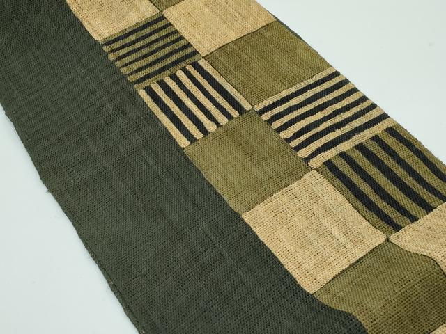 平和屋本店■極上　夏物　古代原始布　科布　八寸名古屋帯　市松文様　逸品　未使用　CZAA3449s5