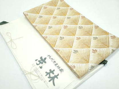 平和屋本店●極上 十七代京屋林蔵 全通柄袋帯 駒刺繍 菱松葉 金糸 たとう紙付き 逸品 CZAA3451s5