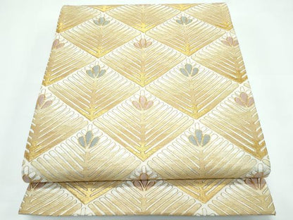 平和屋本店●極上 十七代京屋林蔵 全通柄袋帯 駒刺繍 菱松葉 金糸 たとう紙付き 逸品 CZAA3451s5