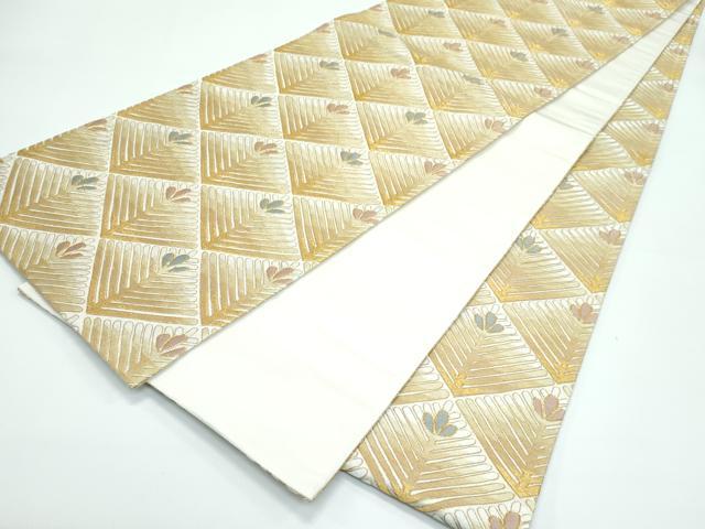 平和屋本店●極上 十七代京屋林蔵 全通柄袋帯 駒刺繍 菱松葉 金糸 たとう紙付き 逸品 CZAA3451s5