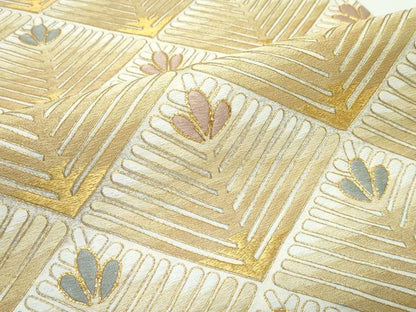 平和屋本店●極上 十七代京屋林蔵 全通柄袋帯 駒刺繍 菱松葉 金糸 たとう紙付き 逸品 CZAA3451s5