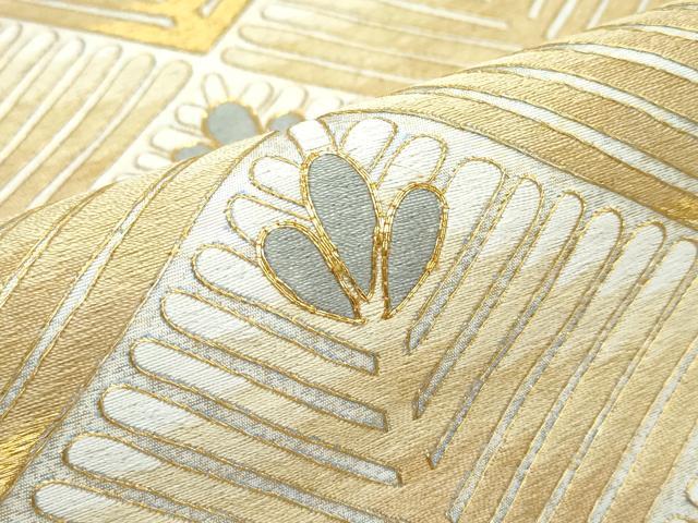 平和屋本店●極上 十七代京屋林蔵 全通柄袋帯 駒刺繍 菱松葉 金糸 たとう紙付き 逸品 CZAA3451s5