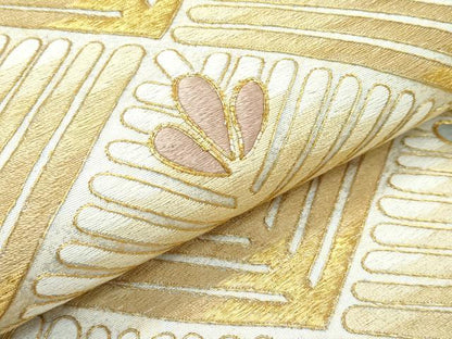 平和屋本店●極上 十七代京屋林蔵 全通柄袋帯 駒刺繍 菱松葉 金糸 たとう紙付き 逸品 CZAA3451s5