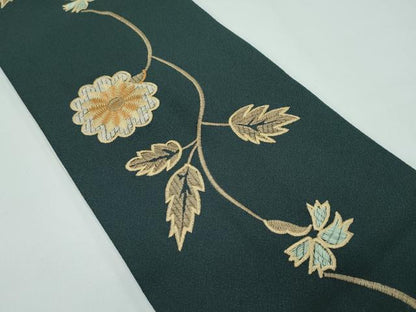 平和屋着物●極上　両面　半幅帯　総刺繍　草花文　逸品　CZAA3481s5