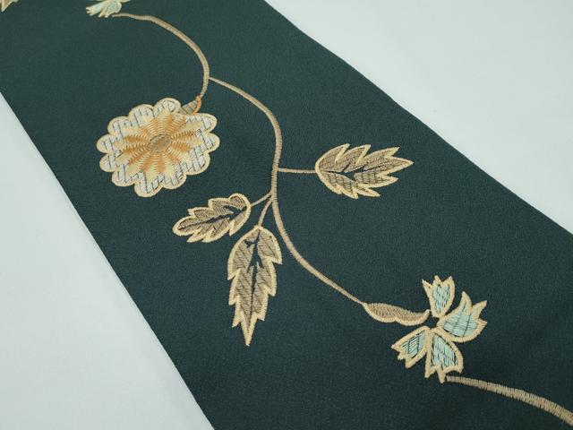 平和屋着物●極上　両面　半幅帯　総刺繍　草花文　逸品　CZAA3481s5