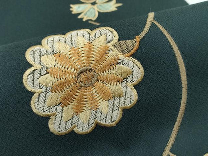 平和屋着物●極上　両面　半幅帯　総刺繍　草花文　逸品　CZAA3481s5