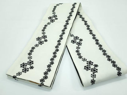 平和屋着物●極上　両面　半幅帯　総刺繍　草花文　逸品　CZAA3481s5