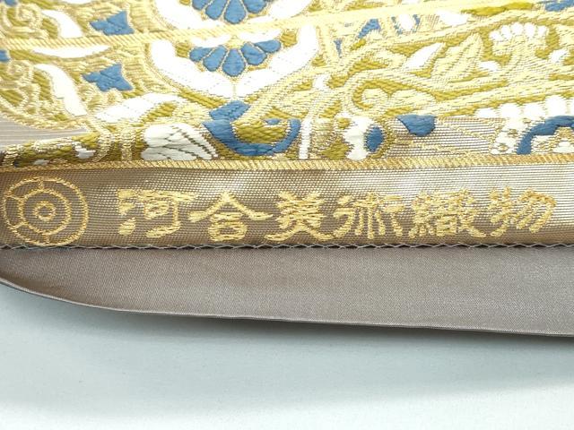 平和屋着物●極上　西陣　河合美術織物謹製　六通柄袋帯　唐織　正倉院花文　金糸　逸品　CZAA3488s5