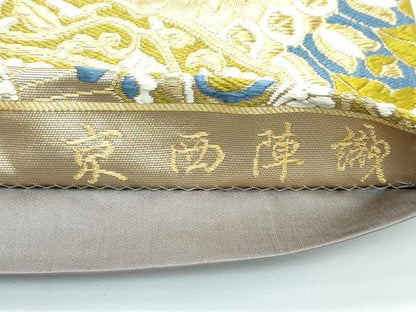 平和屋着物●極上　西陣　河合美術織物謹製　六通柄袋帯　唐織　正倉院花文　金糸　逸品　CZAA3488s5