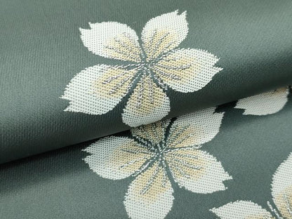 平和屋着物●極上　世界的人形師　辻村寿三郎　ジュサブロー　六通柄袋帯　舞桜文　金糸　岩井茶色地　逸品　CZAA3492s5