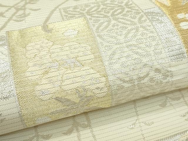 平和屋着物＊極上 夏物 西陣 川島織物 六通柄 本袋帯 絽 地紙重ね草花文 金銀糸 逸品 CZAA3495s5