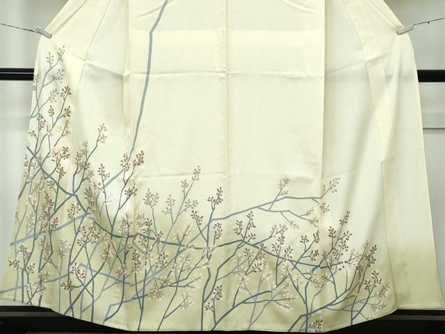 平和屋着物＊極上 夏物 訪問着 縦絽 枝花文 暈し染め 金彩 サンシャインイエロー色地 逸品 未使用 CZAA3502s5