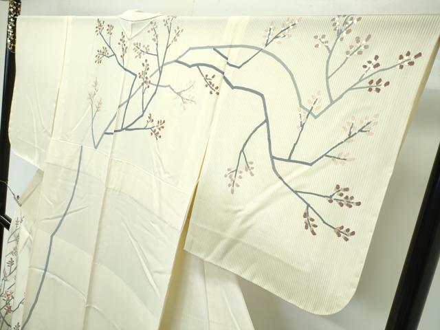 平和屋着物＊極上 夏物 訪問着 縦絽 枝花文 暈し染め 金彩 サンシャインイエロー色地 逸品 未使用 CZAA3502s5
