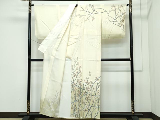 平和屋着物＊極上 夏物 訪問着 縦絽 枝花文 暈し染め 金彩 サンシャインイエロー色地 逸品 未使用 CZAA3502s5