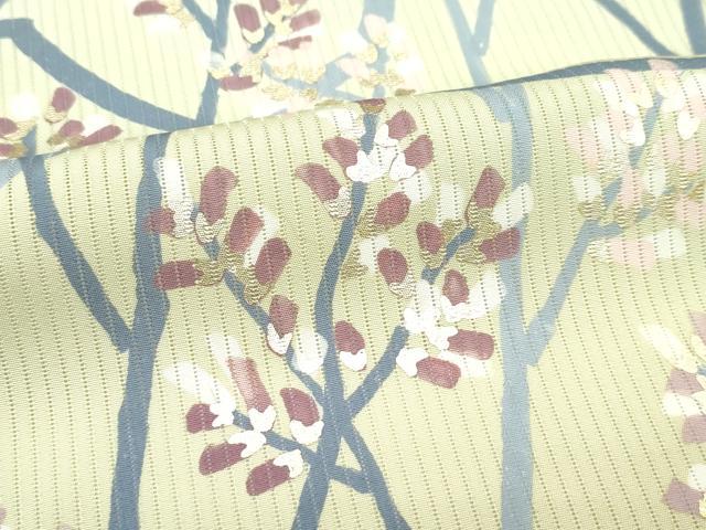 平和屋着物＊極上 夏物 訪問着 縦絽 枝花文 暈し染め 金彩 サンシャインイエロー色地 逸品 未使用 CZAA3502s5