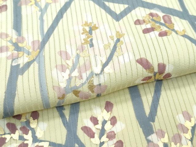 平和屋着物＊極上 夏物 訪問着 縦絽 枝花文 暈し染め 金彩 サンシャインイエロー色地 逸品 未使用 CZAA3502s5