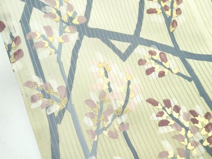 平和屋着物＊極上 夏物 訪問着 縦絽 枝花文 暈し染め 金彩 サンシャインイエロー色地 逸品 未使用 CZAA3502s5