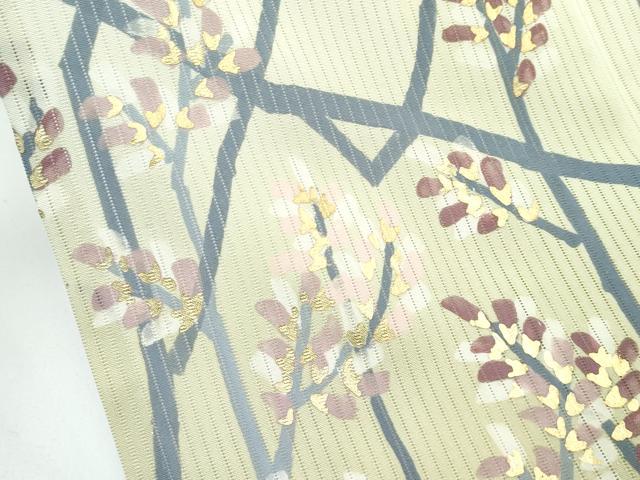 平和屋着物＊極上 夏物 訪問着 縦絽 枝花文 暈し染め 金彩 サンシャインイエロー色地 逸品 未使用 CZAA3502s5