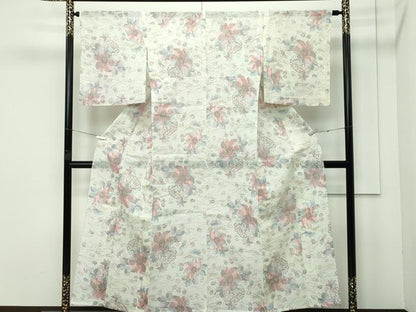 平和屋着物＊極上 夏物 本場小千谷ちぢみ 草花文 逸品 CZAA3512s5