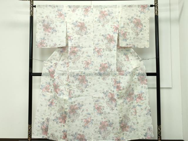 平和屋着物＊極上 夏物 本場小千谷ちぢみ 草花文 逸品 CZAA3512s5