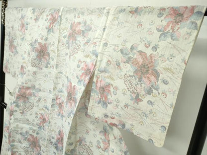平和屋着物＊極上 夏物 本場小千谷ちぢみ 草花文 逸品 CZAA3512s5