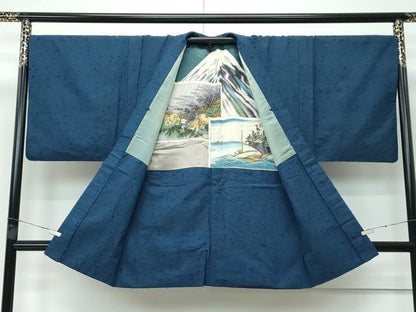 平和屋着物■極上 男性 紬 髭紬羽織セット 褐返色 逸品 CZAA3524s5