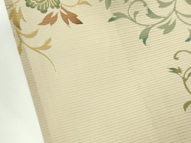 平和屋着物＊極上 夏物 訪問着 絽 型染め 更紗唐草文 銀彩 榛色地 逸品 未使用 CZAA3542s5