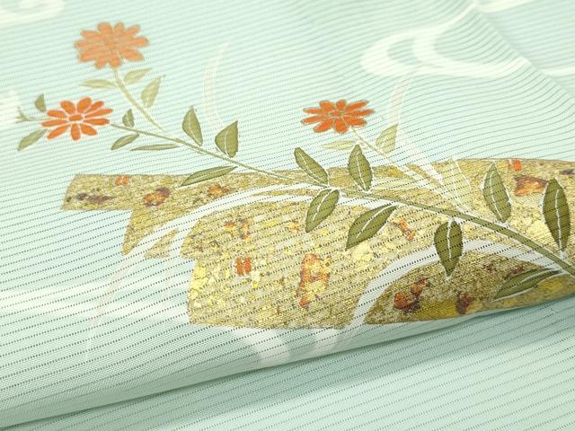 平和屋本店＊極上 夏物 訪問着 絽 駒刺繍 花筏文 金彩 夏虫色地 逸品 未使用 CZAA3544s5