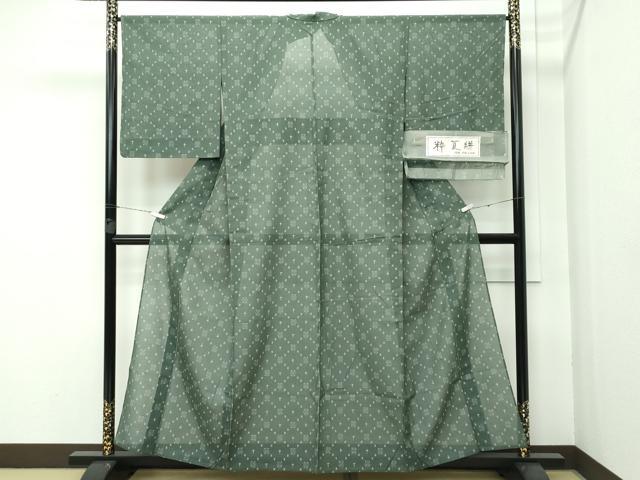 平和屋着物＊極上 夏物 粋夏絣 伝統手織工芸絣 紗紬 柳煤竹色地 証紙付き 逸品 未使用 CZAA3547s5