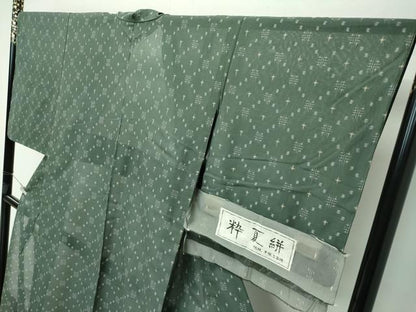 平和屋着物＊極上 夏物 粋夏絣 伝統手織工芸絣 紗紬 柳煤竹色地 証紙付き 逸品 未使用 CZAA3547s5