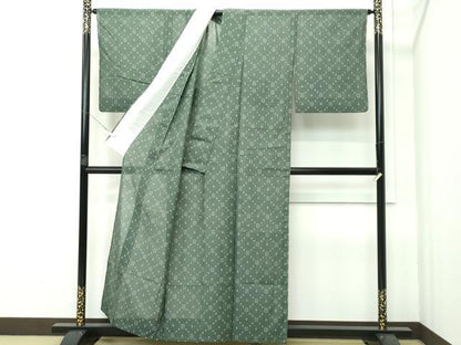 平和屋着物＊極上 夏物 粋夏絣 伝統手織工芸絣 紗紬 柳煤竹色地 証紙付き 逸品 未使用 CZAA3547s5