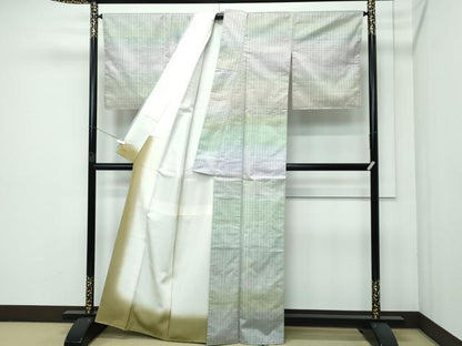 平和屋本店■極上　紬　横段文　逸品　未使用　CZAA3552s5