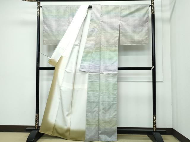 平和屋本店■極上　紬　横段文　逸品　未使用　CZAA3552s5