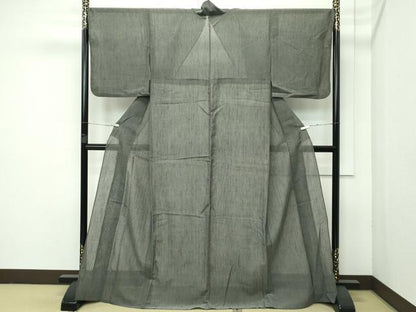 平和屋着物＊極上 夏物 絹上布 藍媚茶色 反端付き 逸品 CZAA3554s5