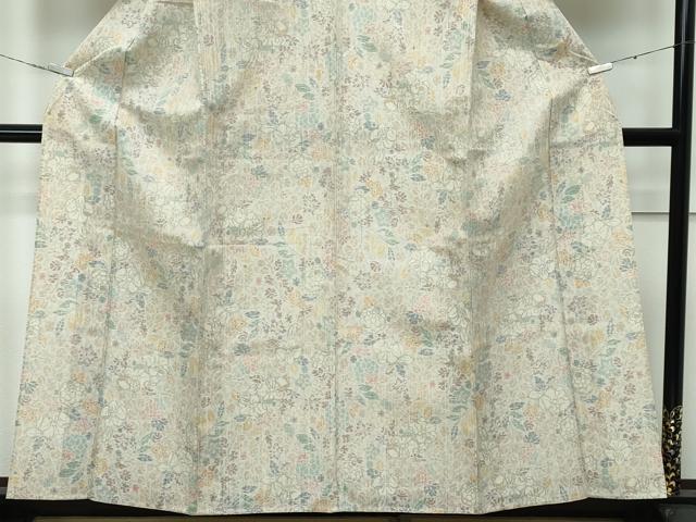 平和屋着物▽極上 小千谷紬 単衣 草花文 逸品 CZAA3556s5