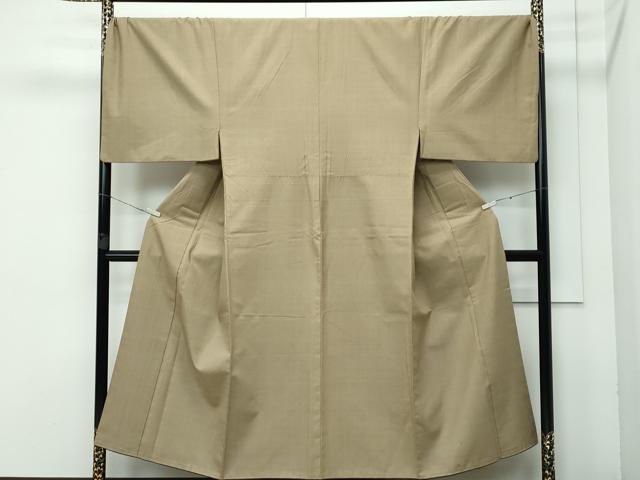 平和屋本店●極上　男性　銀座もとじ　紬　キングサイズ　色無地　利休茶色　逸品　CZAA5779s6