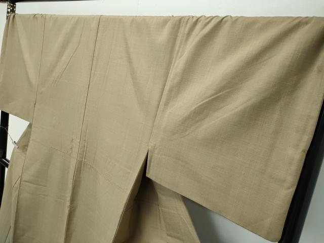 平和屋本店●極上　男性　銀座もとじ　紬　キングサイズ　色無地　利休茶色　逸品　CZAA5779s6