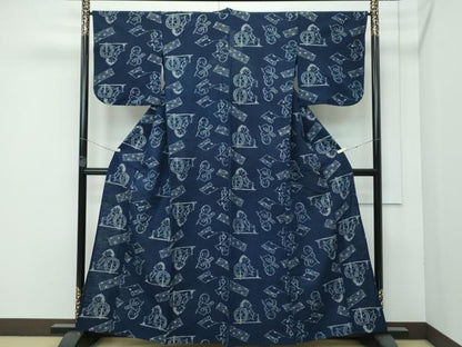 平和屋着物●極上 弓浜絣 単衣 唐子 東武百貨店扱い 逸品 CZAA3563s5
