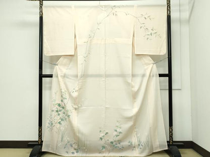 平和屋着物■極上　夏物　訪問着　絽　草花文　浅黄色地　逸品　未使用　CZAA3570s5